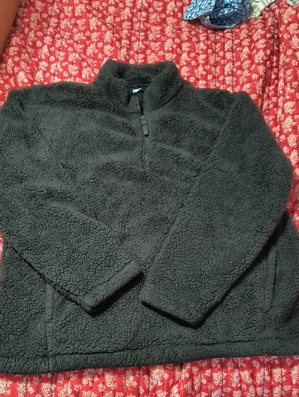 Lands' End Women's Black Sherpa Half-Zip Pullover